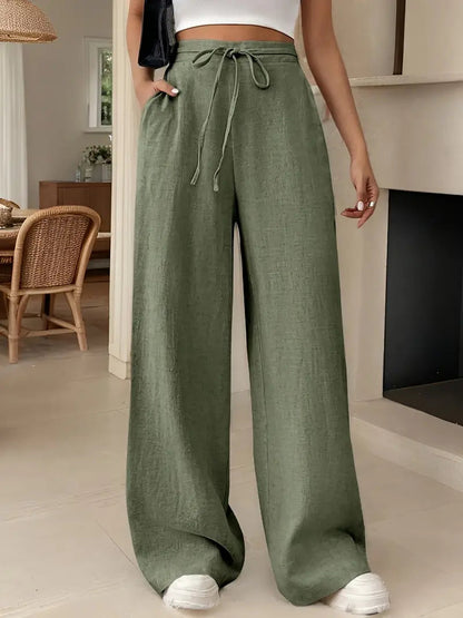 Women's Linen Pants Breathable Beige - VibreMode