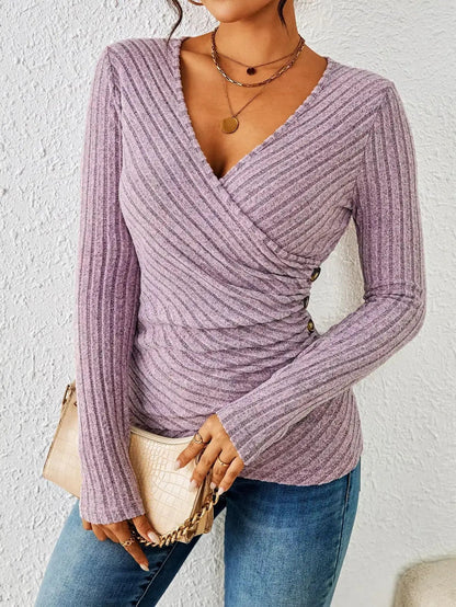 Women's Long Sleeve Wrap Blouse - VibreMode