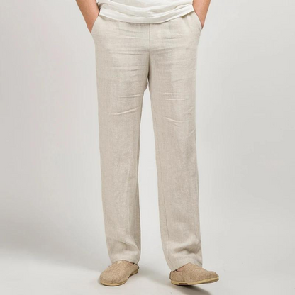 Men's Linen Straight Leg Trousers - VibreMode