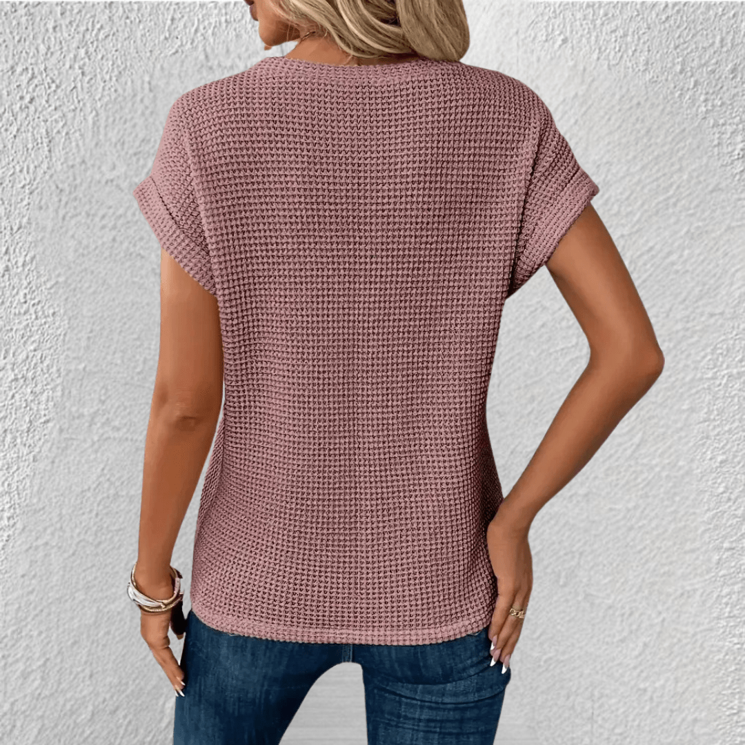 Image of Women's Twist Front Waffle Knit Blouse