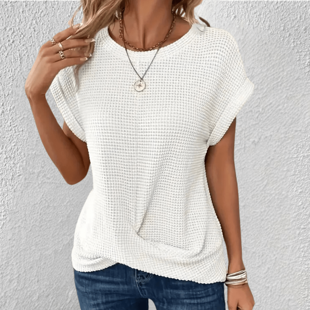 Image of Women's Twist Front Waffle Knit Blouse