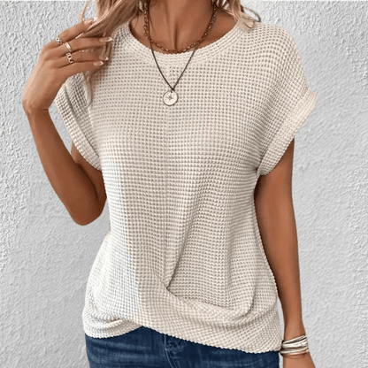 Image of Women's Twist Front Waffle Knit Blouse