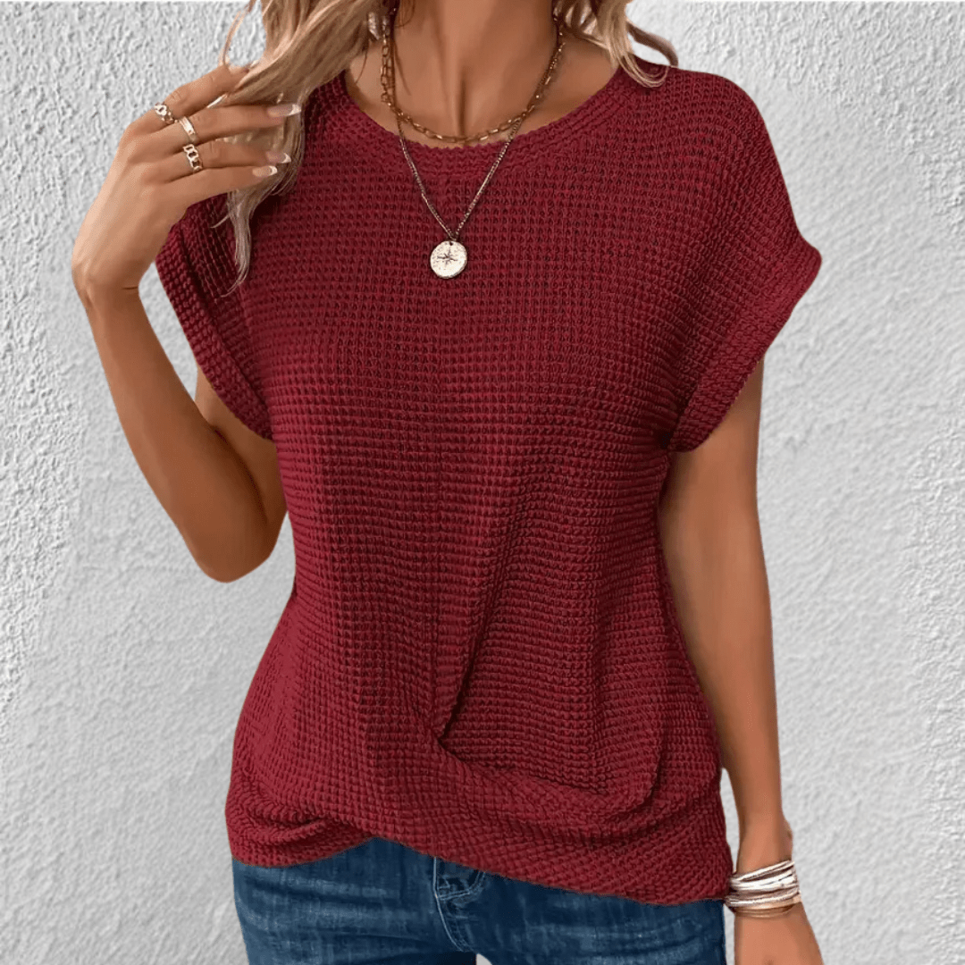 Image of Women's Twist Front Waffle Knit Blouse