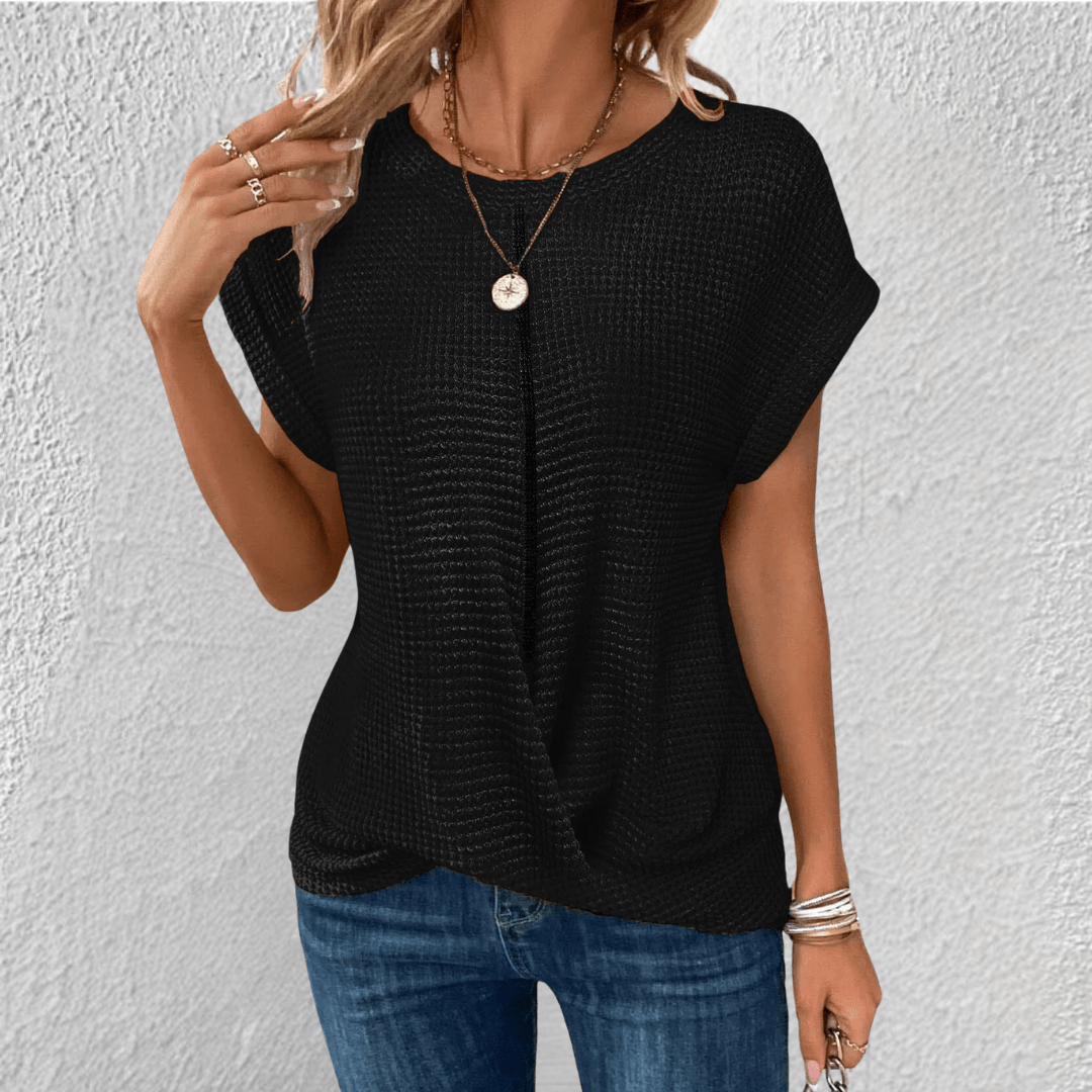 Image of Women's Twist Front Waffle Knit Blouse
