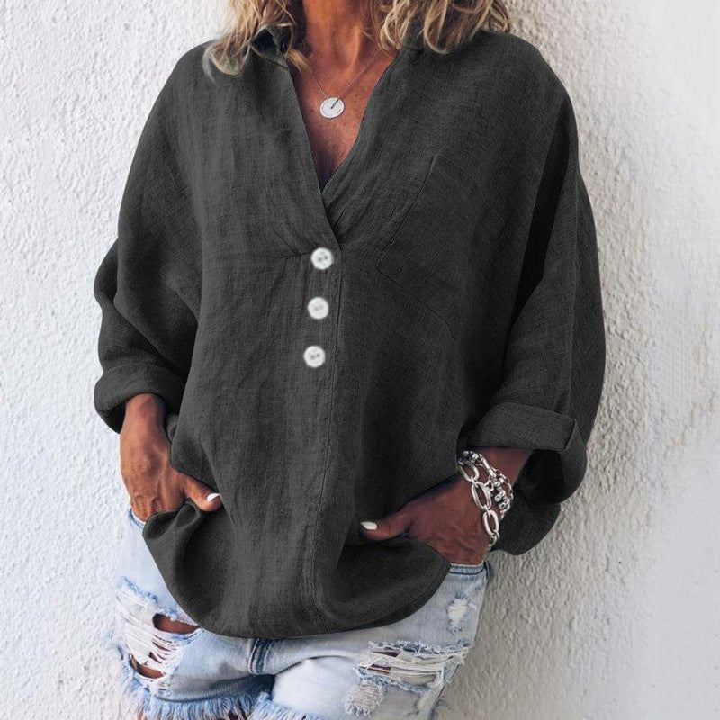 Image of Women's V-Neck Button-Down Blouse