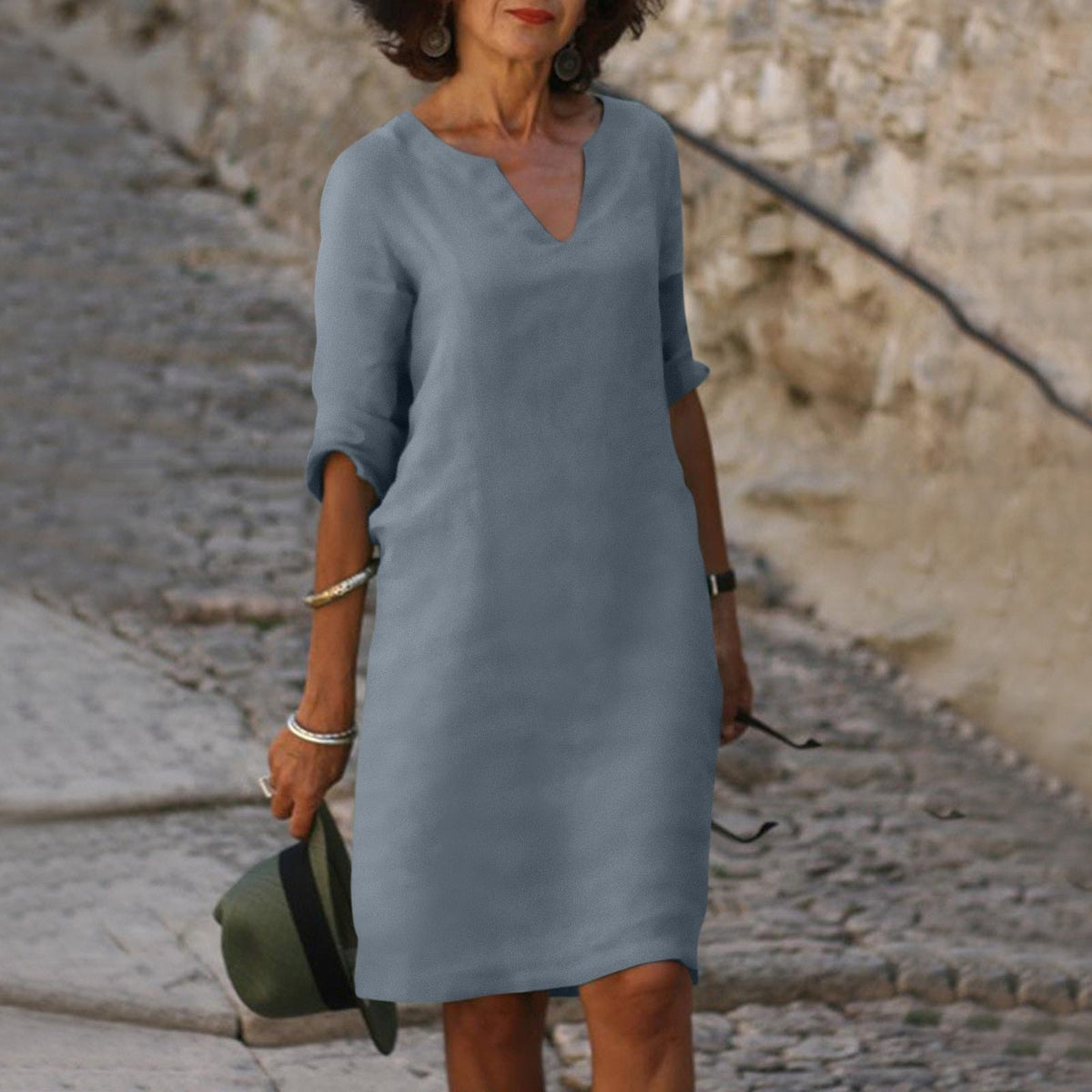Image of Women's V-Neck Summer Midi Dress