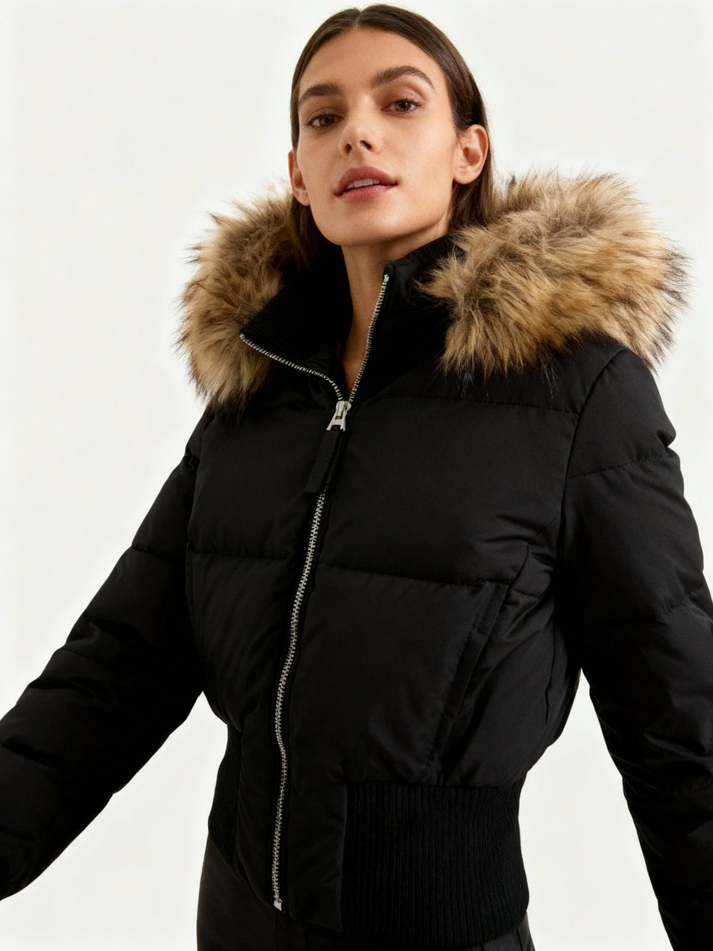 Women's Quilted Winter Parka Removable Hood