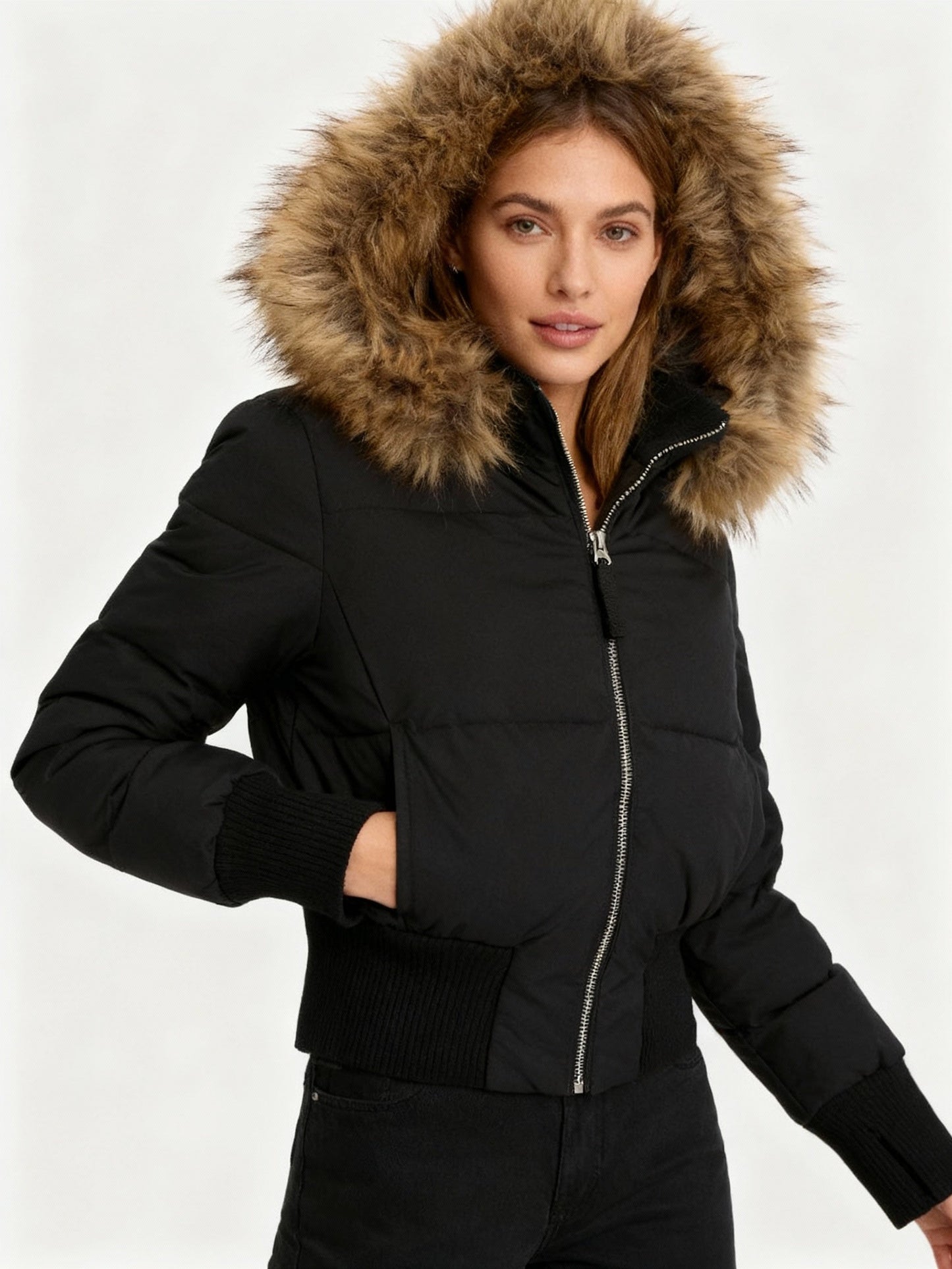Women's Quilted Winter Parka Removable Hood