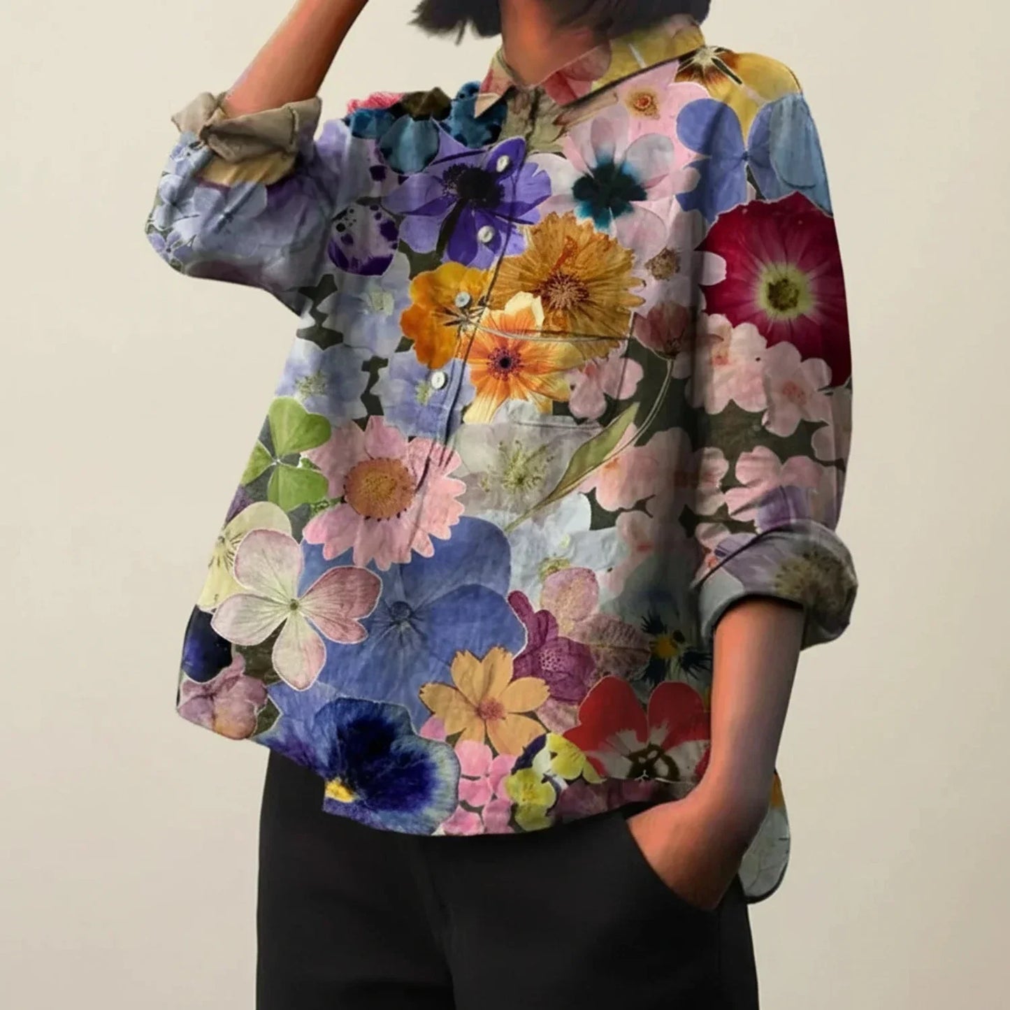 Pretty Floral Women's Summer Blouse Top