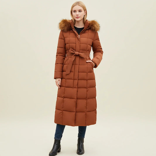 Women's Quilted Puffer Jacket Maxi Length - VibreMode