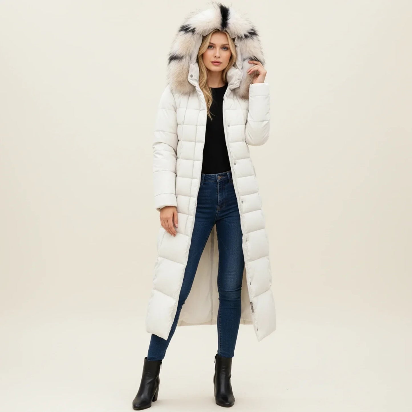 Women's Quilted Puffer Jacket Maxi Length