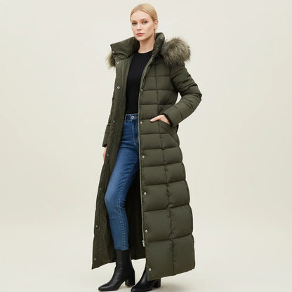Women's Quilted Puffer Jacket Maxi Length