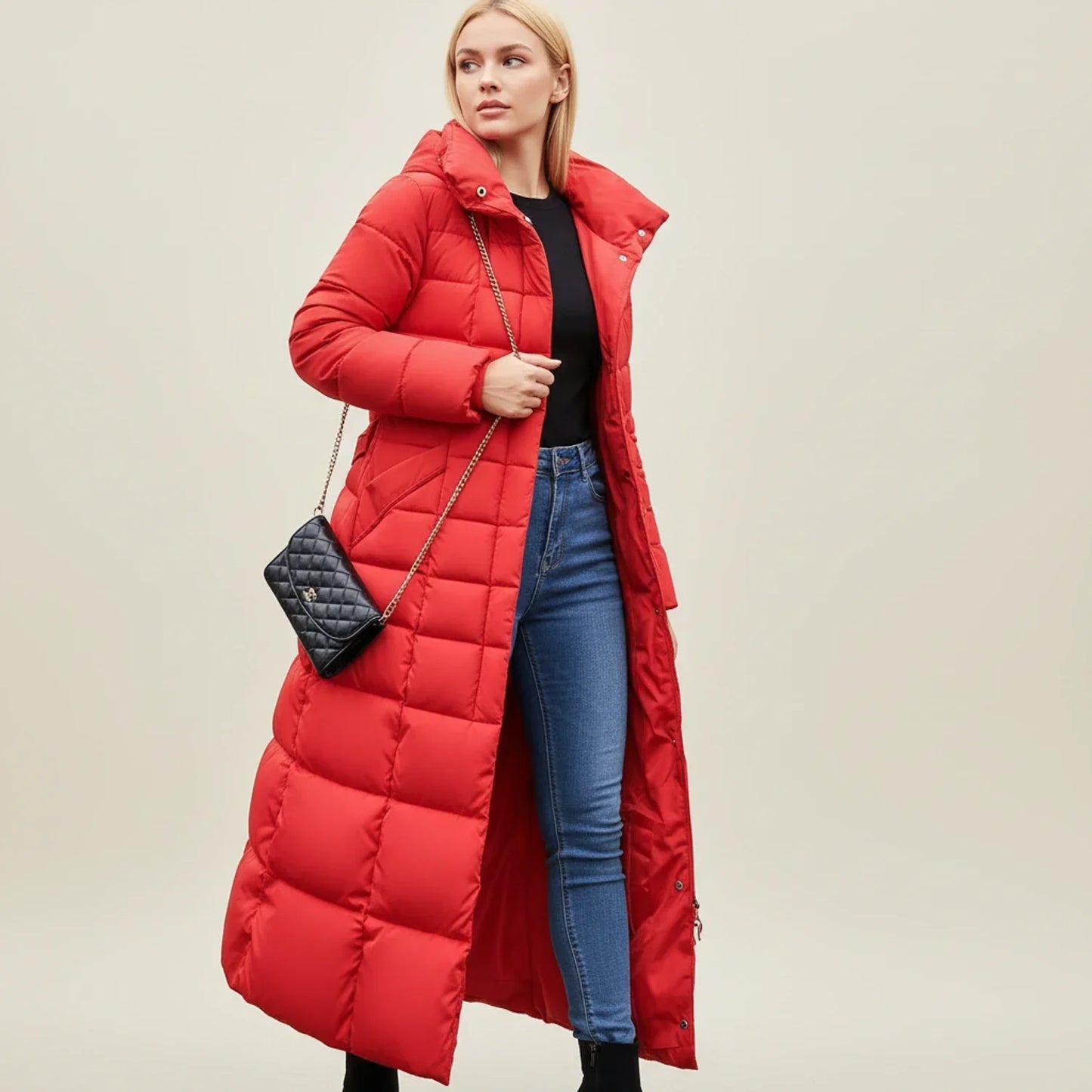 Women's Quilted Puffer Jacket Maxi Length