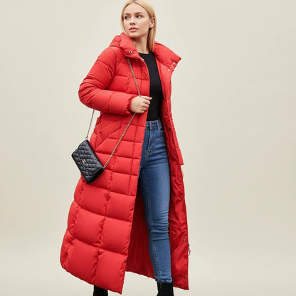 Women's Quilted Puffer Jacket Maxi Length