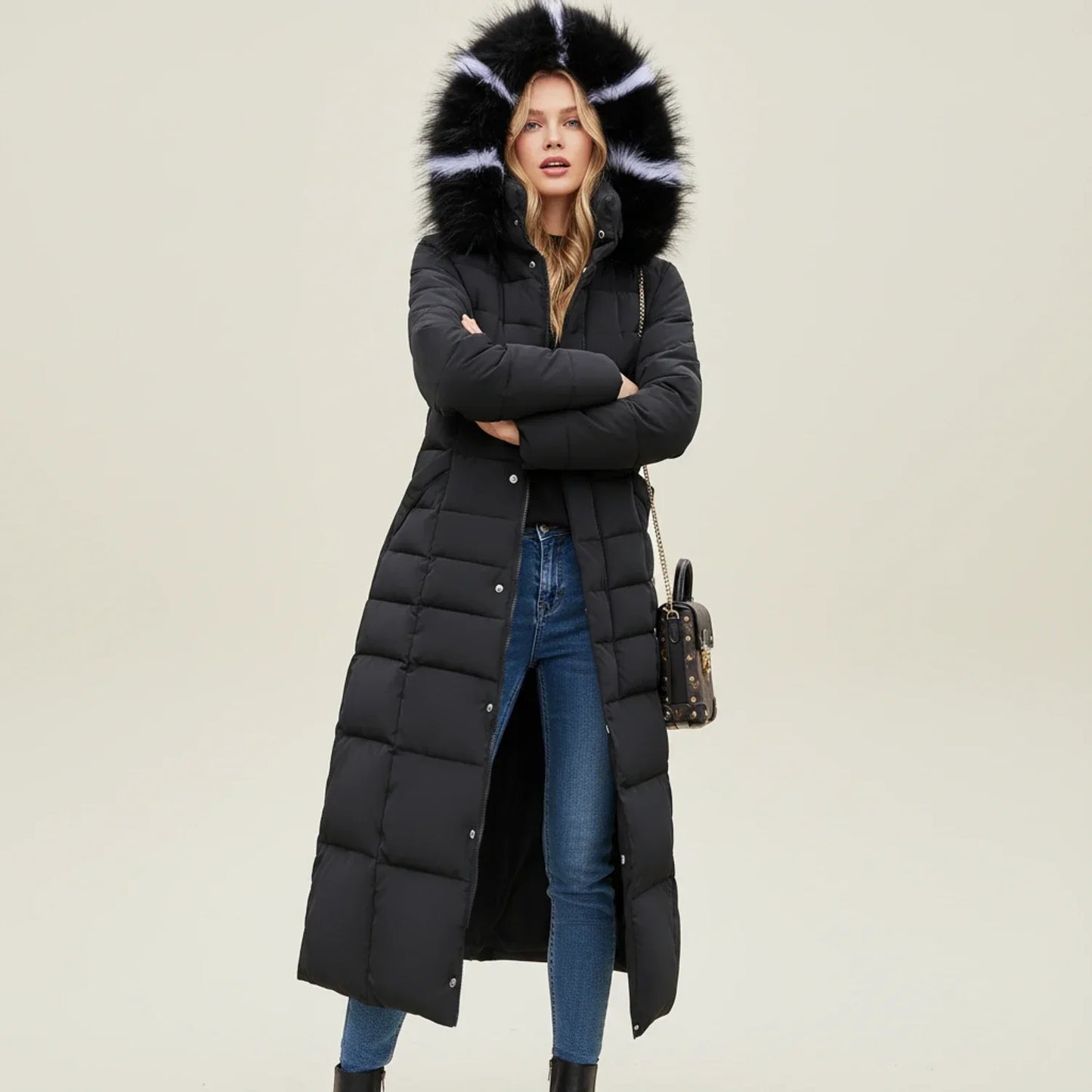 Women's Quilted Puffer Jacket Maxi Length