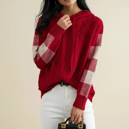Cozy Women's Cable Knit Hoodie Sweater