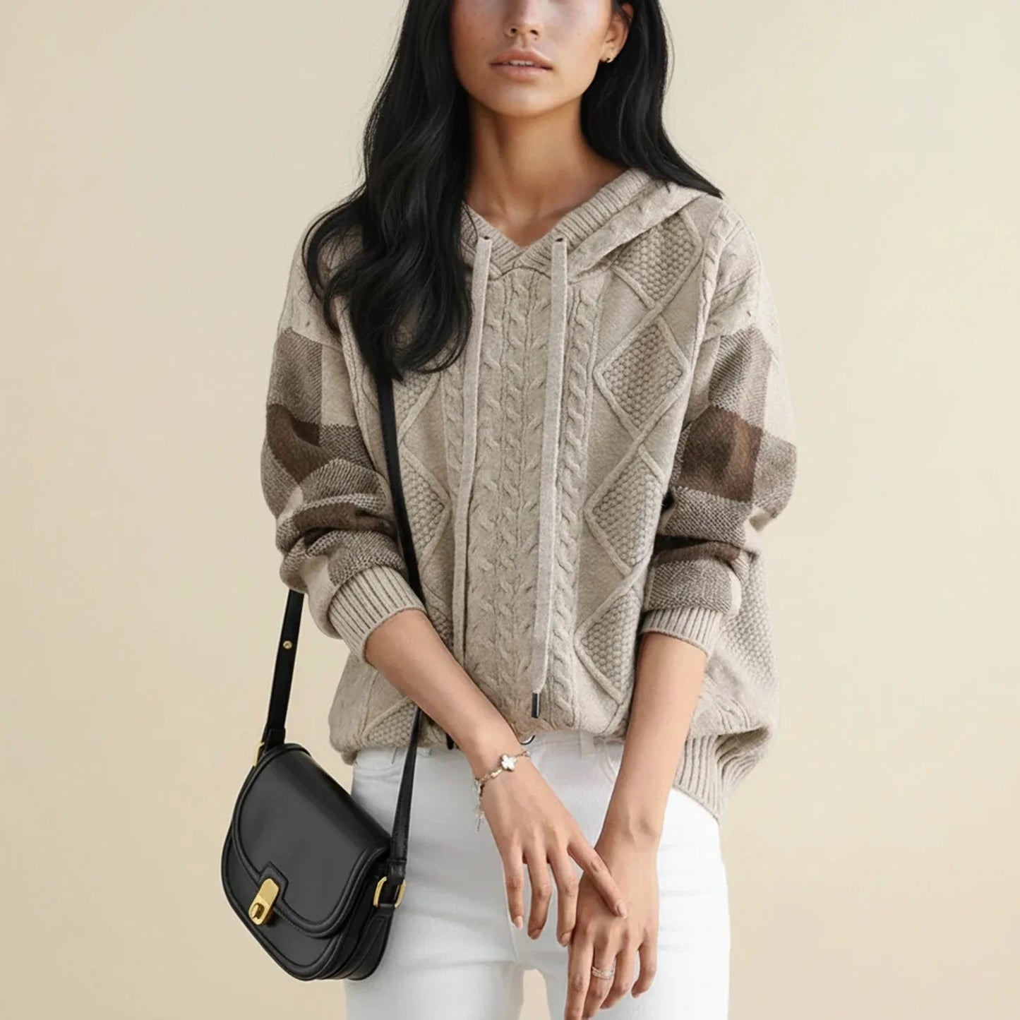 Cozy Women's Cable Knit Hoodie Sweater