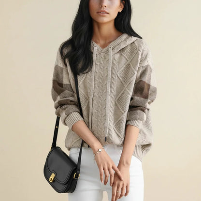 Cozy Women's Cable Knit Hoodie Sweater
