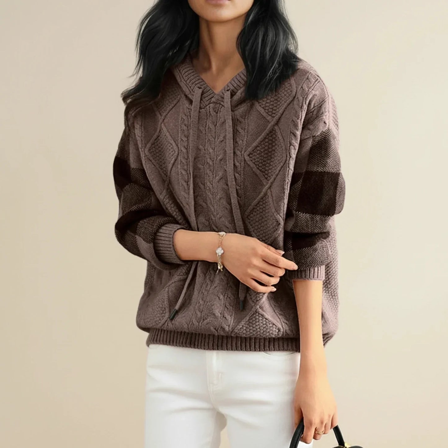 Cozy Women's Cable Knit Hoodie Sweater