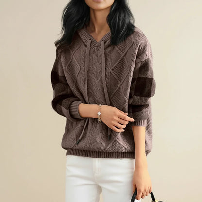 Cozy Women's Cable Knit Hoodie Sweater