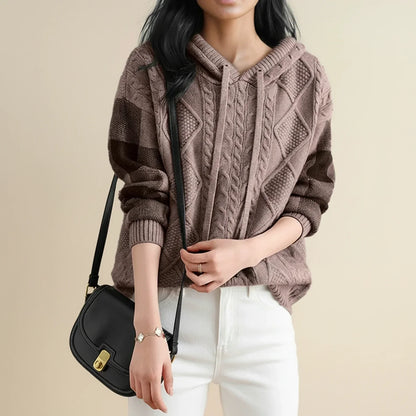 Cozy Women's Cable Knit Hoodie Sweater