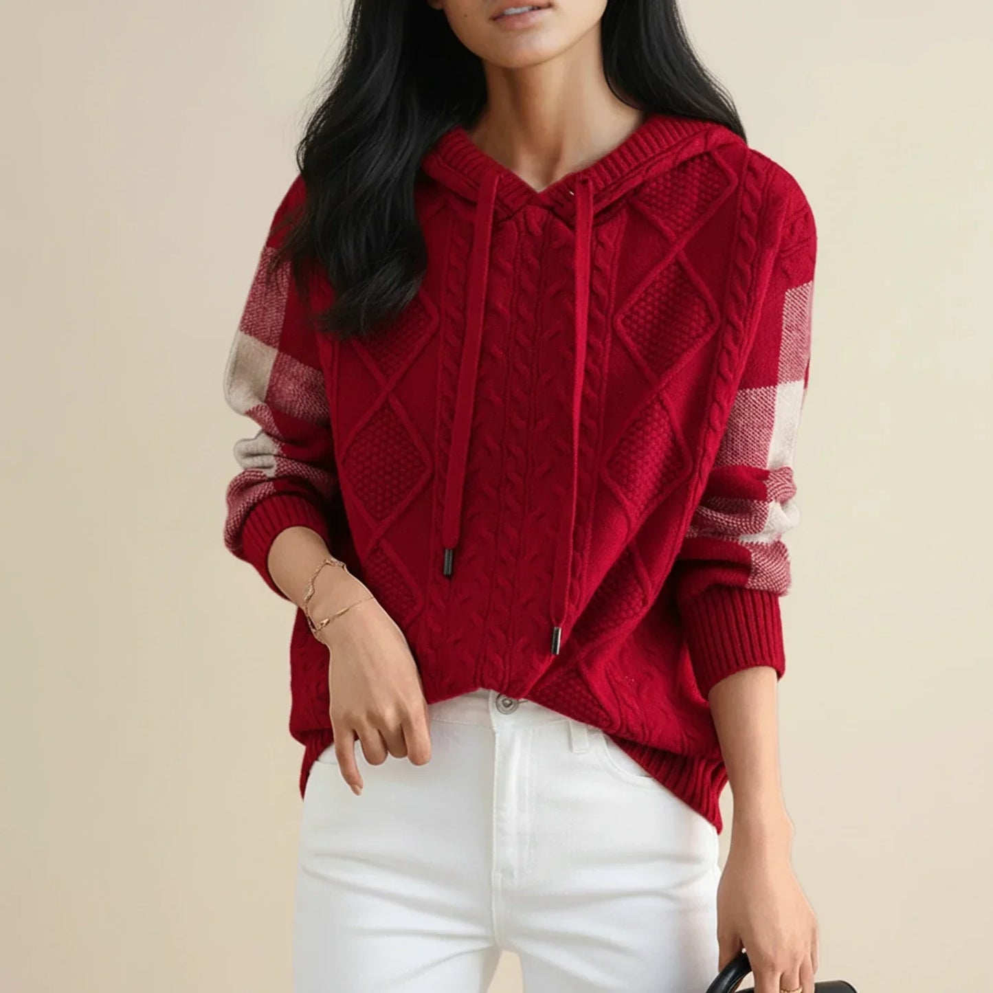Cozy Women's Cable Knit Hoodie Sweater