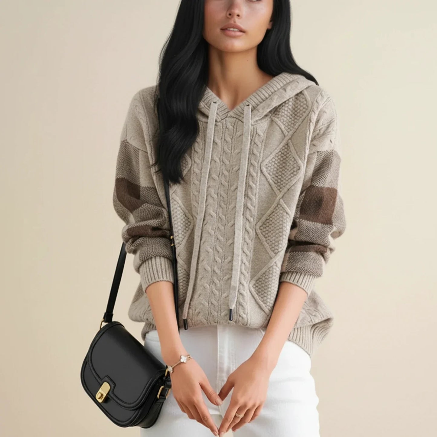 Cozy Women's Cable Knit Hoodie Sweater