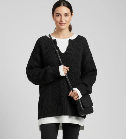 Cozy Women's Loose Fit Cable Knit Sweater