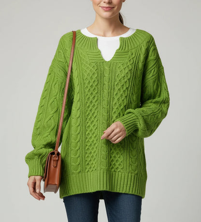 Cozy Women's Loose Fit Cable Knit Sweater