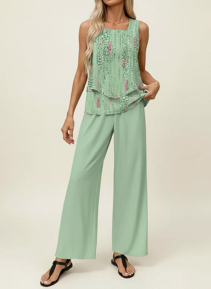 Women's Flowy Capri Pants Outfit Set