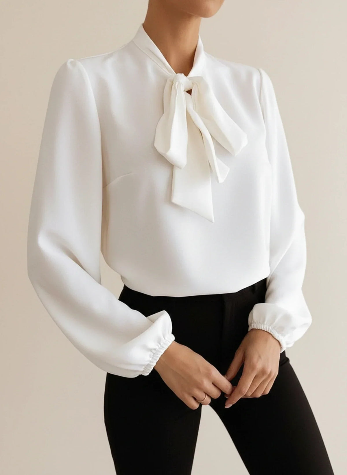 Chic Floral Bow Tie Lady Blouse