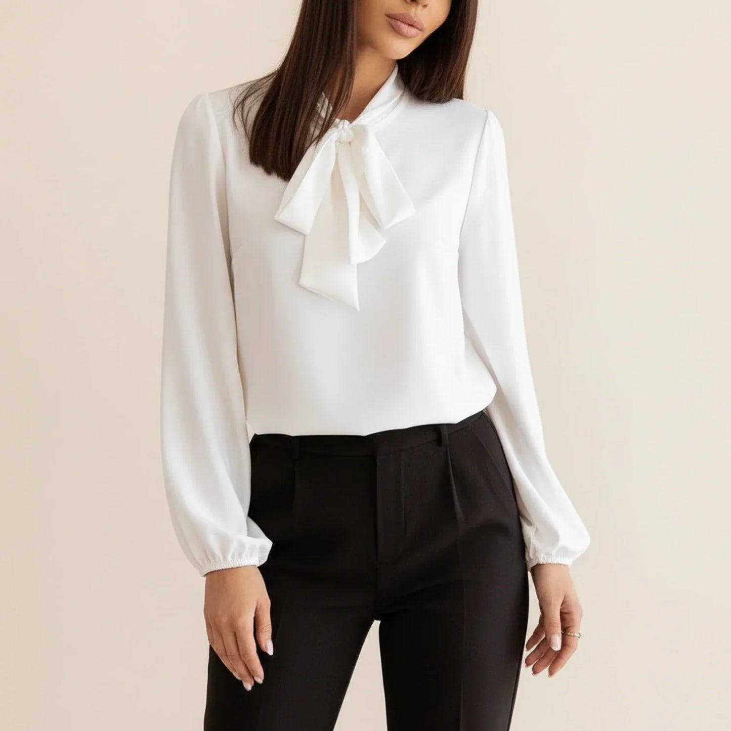 Chic Floral Bow Tie Lady Blouse