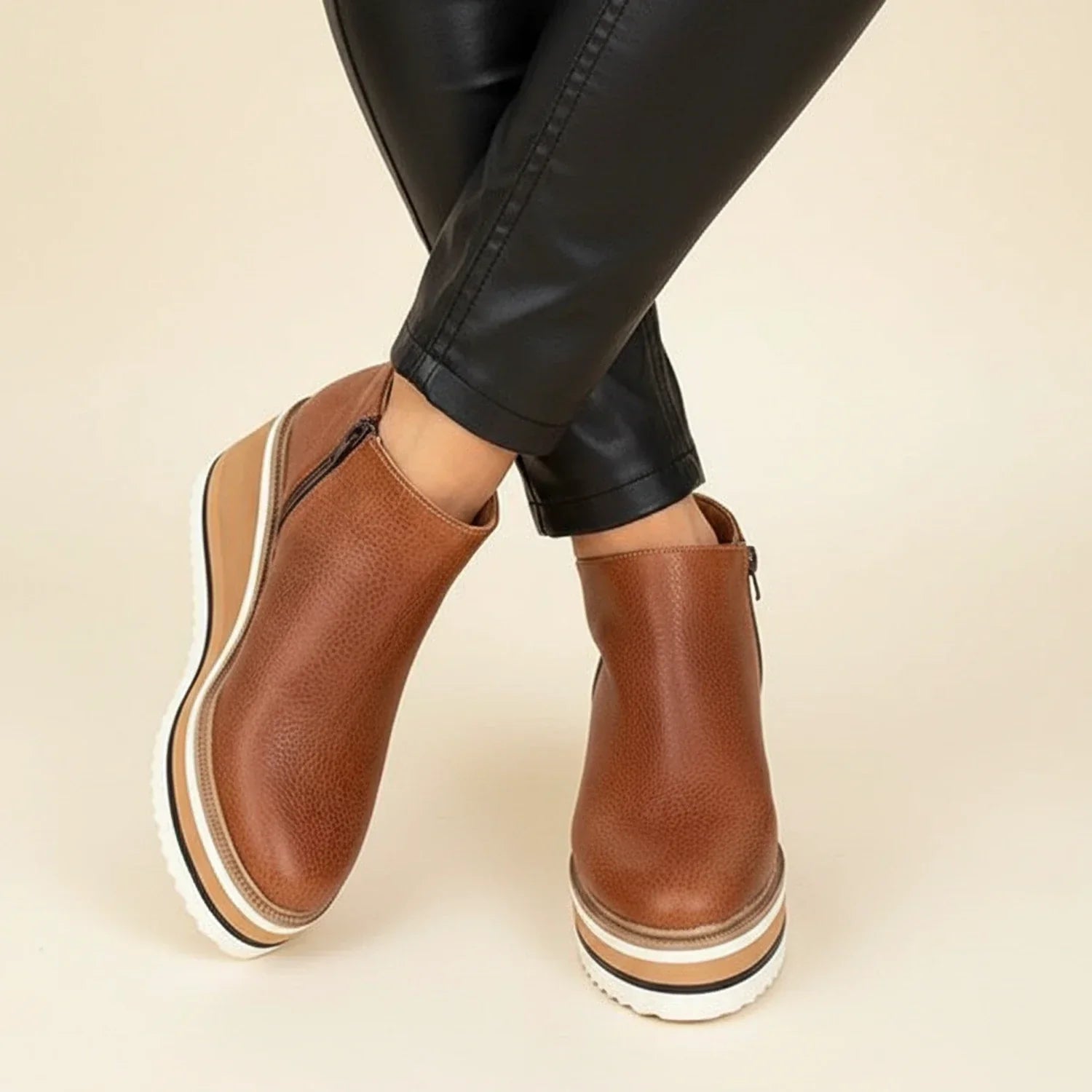 Women's Platform Wedge Ankle Boots Comfortable - VibreMode