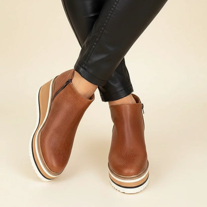 Women's Platform Wedge Ankle Boots Comfortable - VibreMode