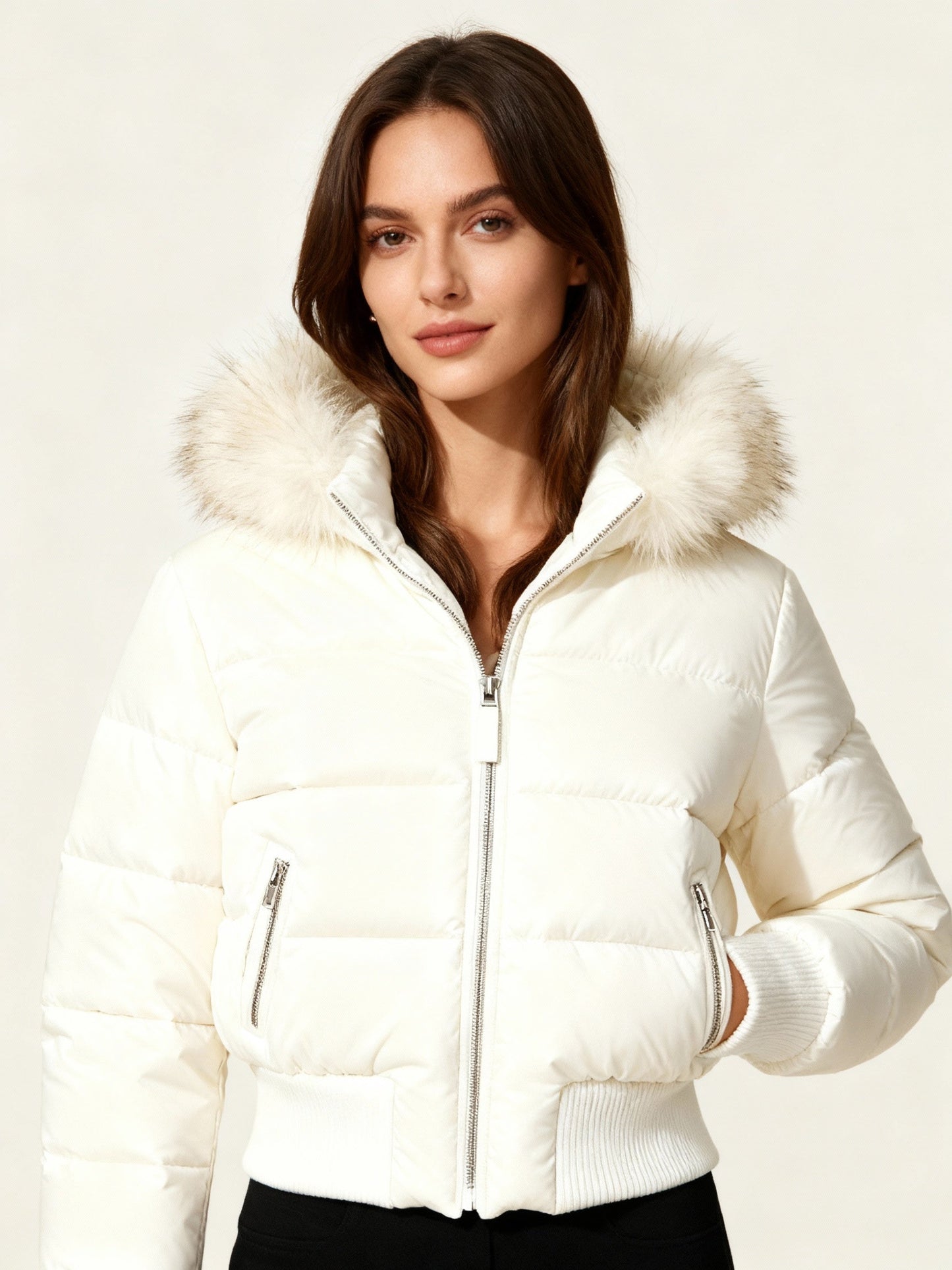 Women's Quilted Winter Parka Removable Hood
