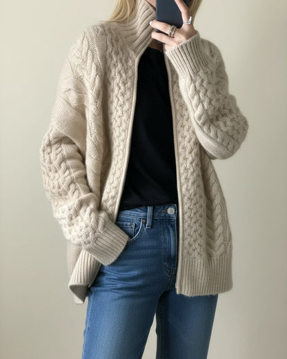 Comfortable Womens Lightweight Zip Cardigan - VibreMode