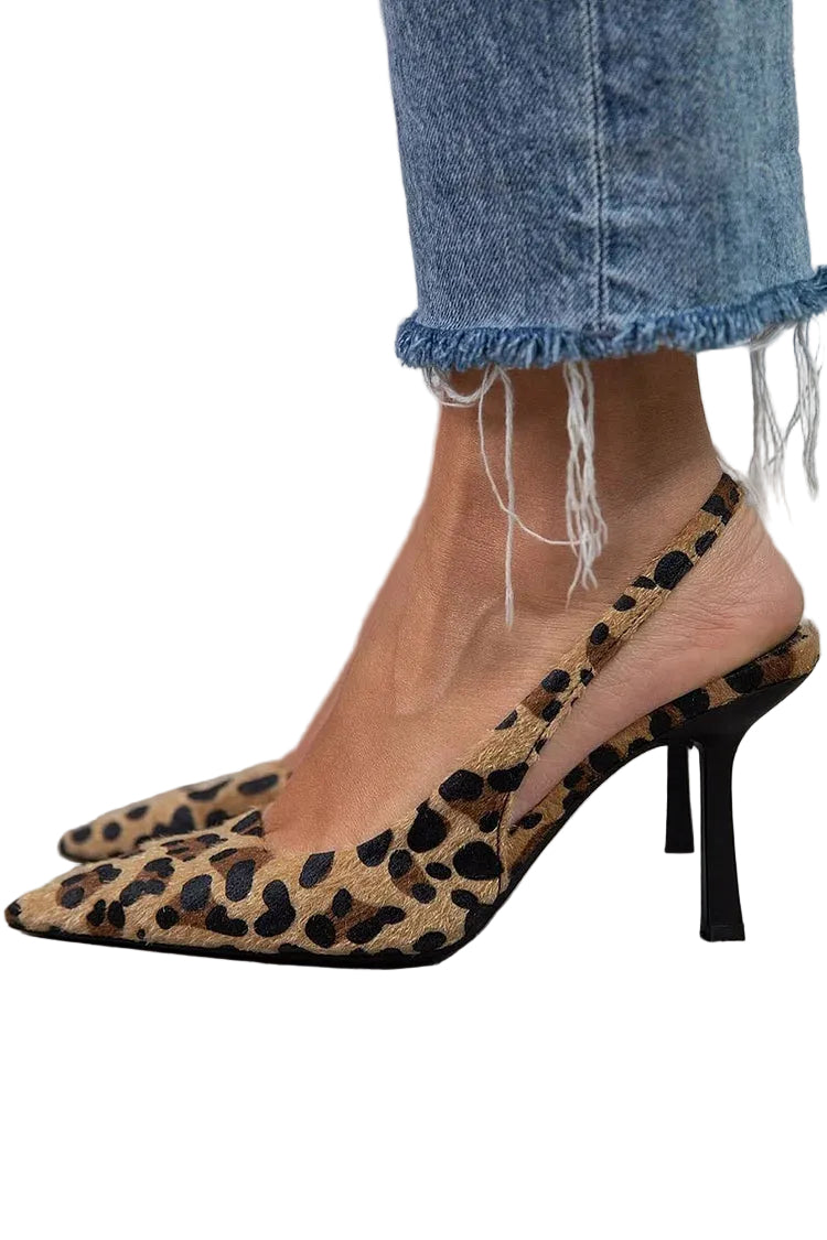 Women's Faux Suede Pointed Toe Slingback Heels - VibreMode