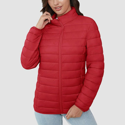 Women's Quilted Puffer Jacket Lightweight Full Zip Black