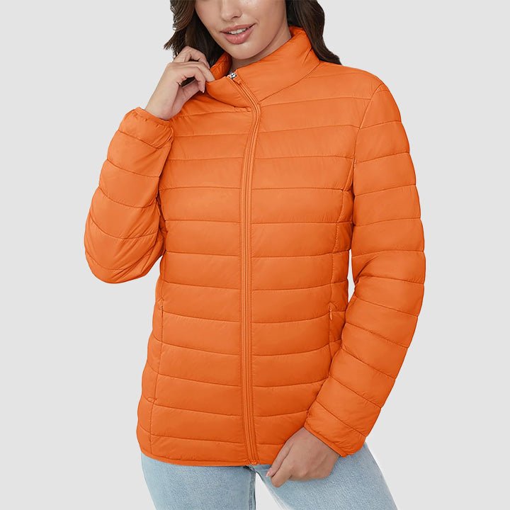 Women's Quilted Puffer Jacket Lightweight Full Zip Black