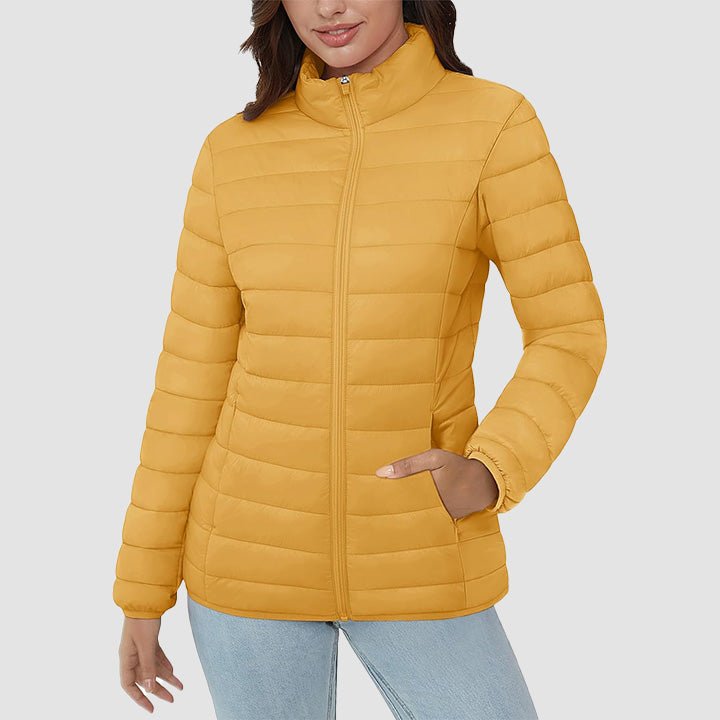 Women's Quilted Puffer Jacket Lightweight Full Zip Black