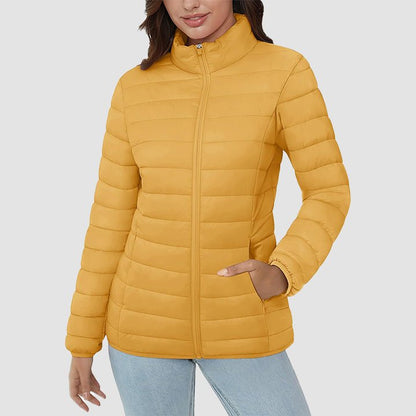 Women's Quilted Puffer Jacket Lightweight Full Zip Black