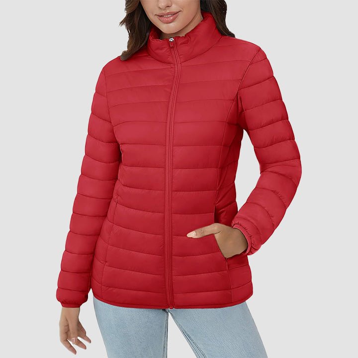 Women's Quilted Puffer Jacket Lightweight Full Zip Black