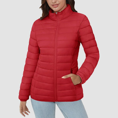Women's Quilted Puffer Jacket Lightweight Full Zip Black