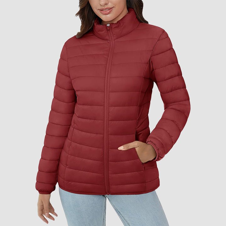 Women's Quilted Puffer Jacket Lightweight Full Zip Black