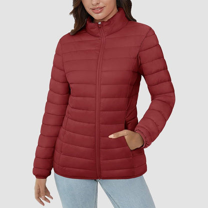 Women's Quilted Puffer Jacket Lightweight Full Zip Black