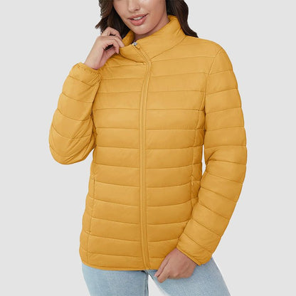 Women's Quilted Puffer Jacket Lightweight Full Zip Black