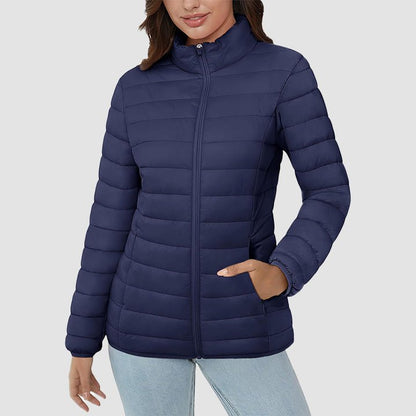 Women's Quilted Puffer Jacket Lightweight Full Zip Black