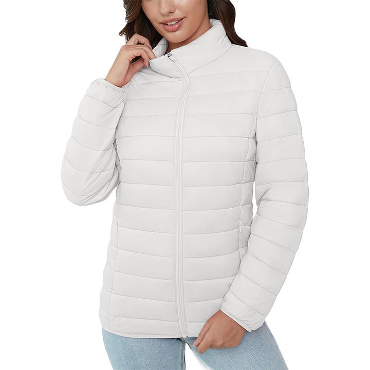 Women's Quilted Puffer Jacket Lightweight Full Zip Black
