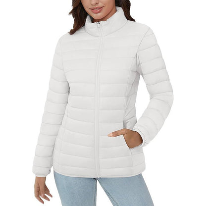 Women's Quilted Puffer Jacket Lightweight Full Zip Black
