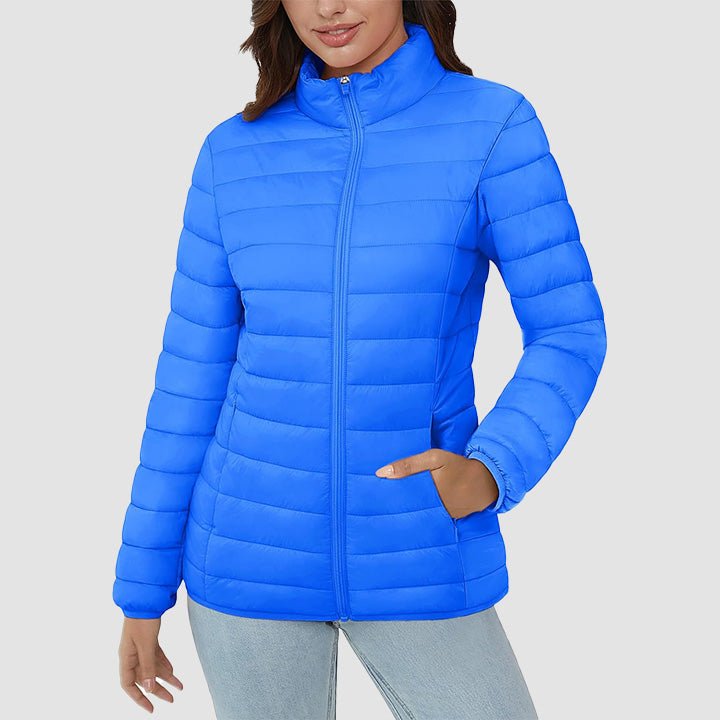 Women's Quilted Puffer Jacket Lightweight Full Zip Black
